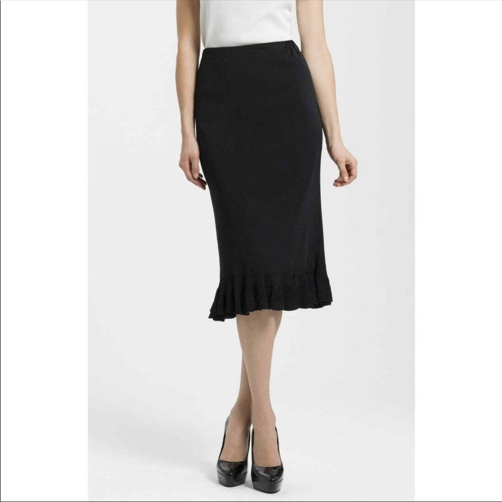Ming Wang pleated ruffle midi skirt
